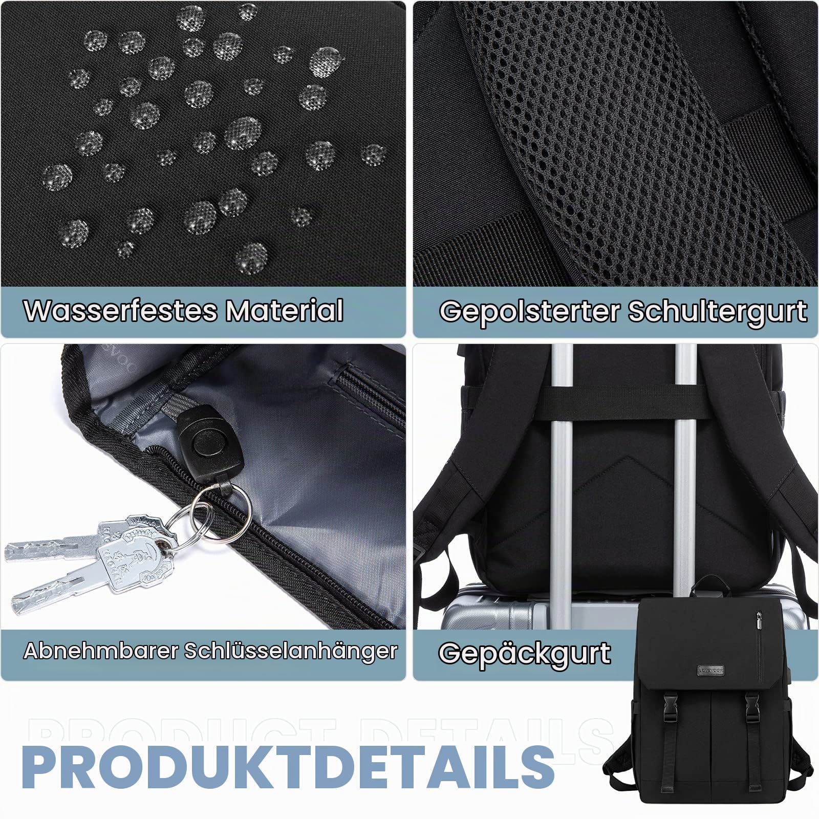 LOVEVOOK Laptop Rucksack Damen Herren Groß 17.3 Zoll Rucksack Wasserdicht Schulrucksack Teenager Mädchen Schulranzen Jungen Backpack Women Casual Daypacks für Uni Schule Reise Business