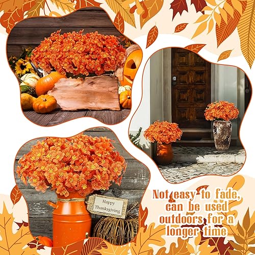 Vista 11 de Lyrow 100 paquetes de flores artificiales violetas, flores sintéticas resistentes a los rayos UV para exteriores, flores de seda sintética, flores