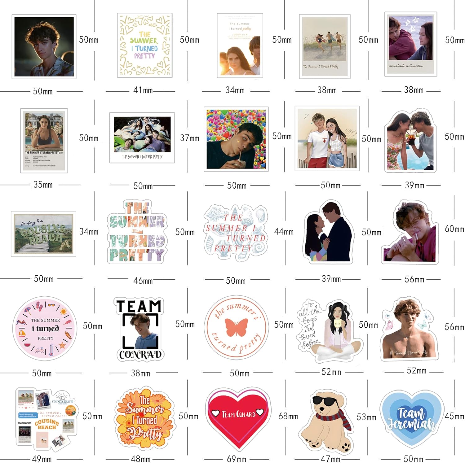 60 Pcs The Summer I Turned Pretty Classic TV Fashion Aesthetic Waterproof Vinyl Stickers for Birthday Party Supplies Decoration Favors for Water Bottles Laptop Suitcase - Image 2