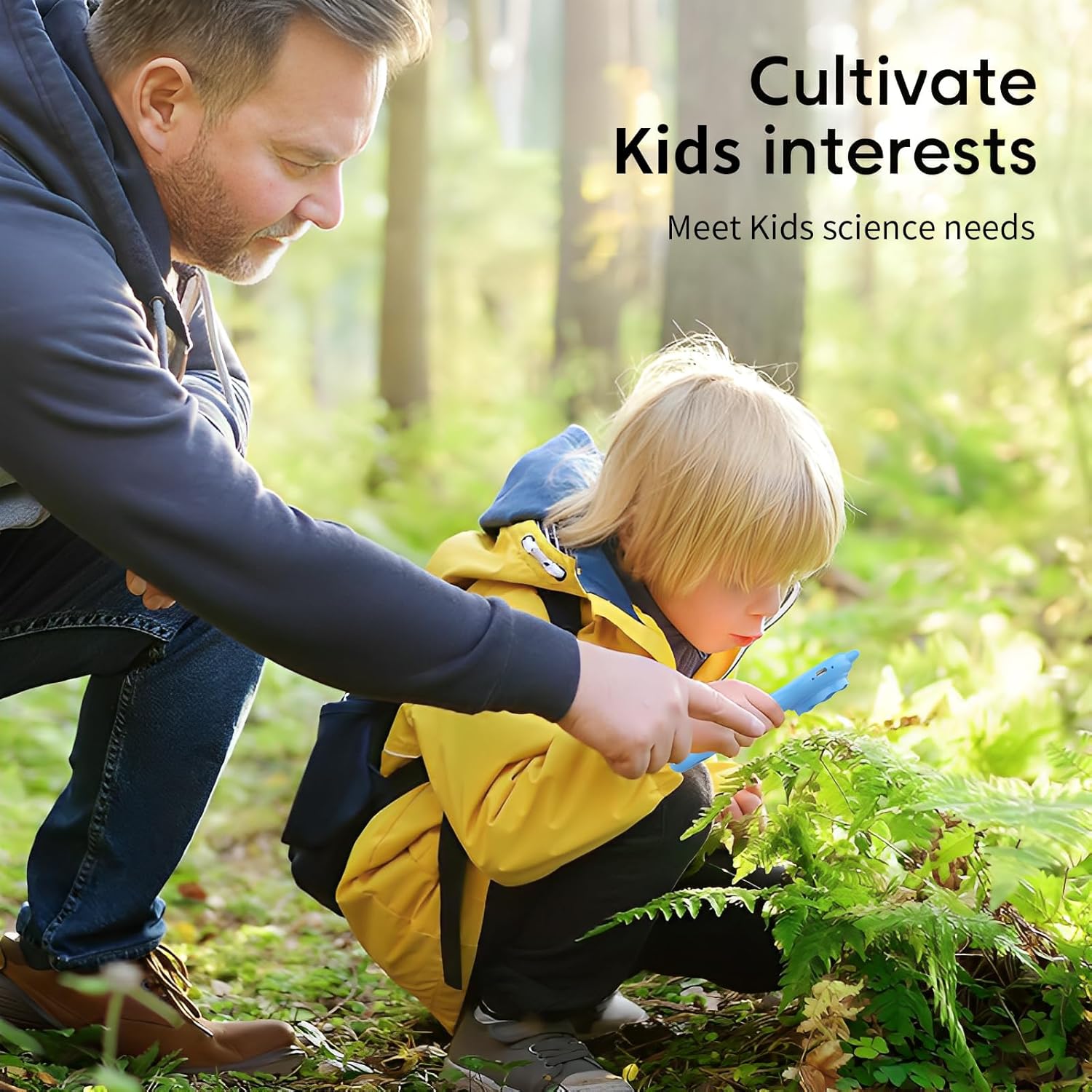 Kids Magnifying Glass Educational Science Kit - Mini LED Pocket Microscope for Kids(3-10 Years) - Durable Design - Ideal Gift for Girls (Blue)