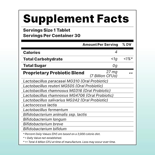 Miniatura 8 de K-Nutra Dentifresh Mint Xylitol Tabs - Probióticos orales para mal aliento, boca seca y aliento fresco, 7 mil millones de UFC, sin azúcar, sin OMG,