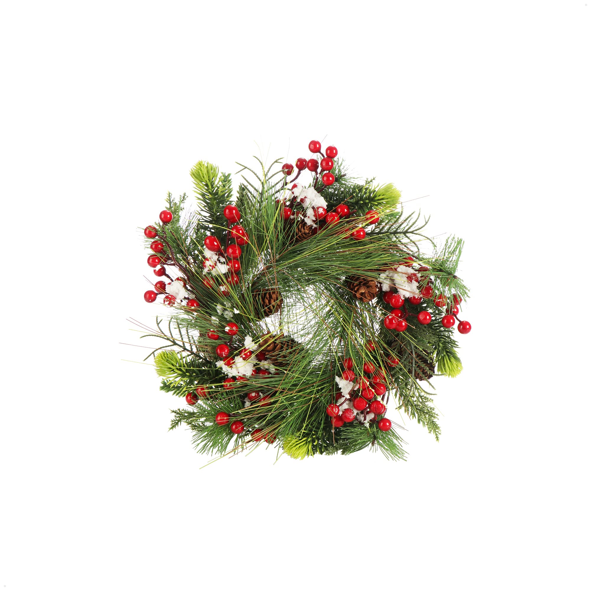 COM-FOUR® Christmas door wreath - Advent wreath with pine cones, berries and leaves - Decorative wreath - Christmas decoration - Table wreath - Christmas wreath