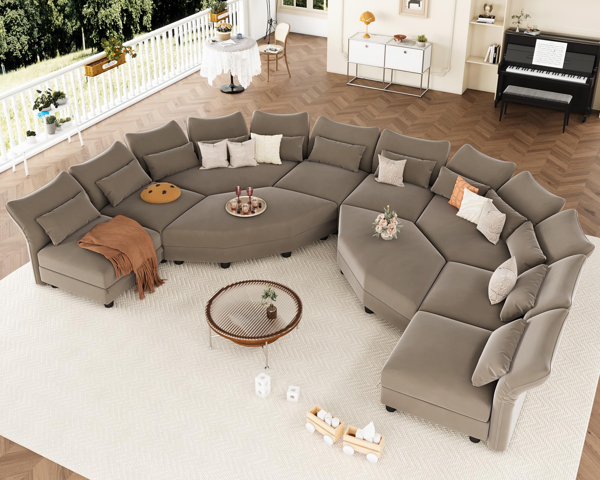 LLappuil Sectional Sofa Convertible U Shaped High Back Modular Couch