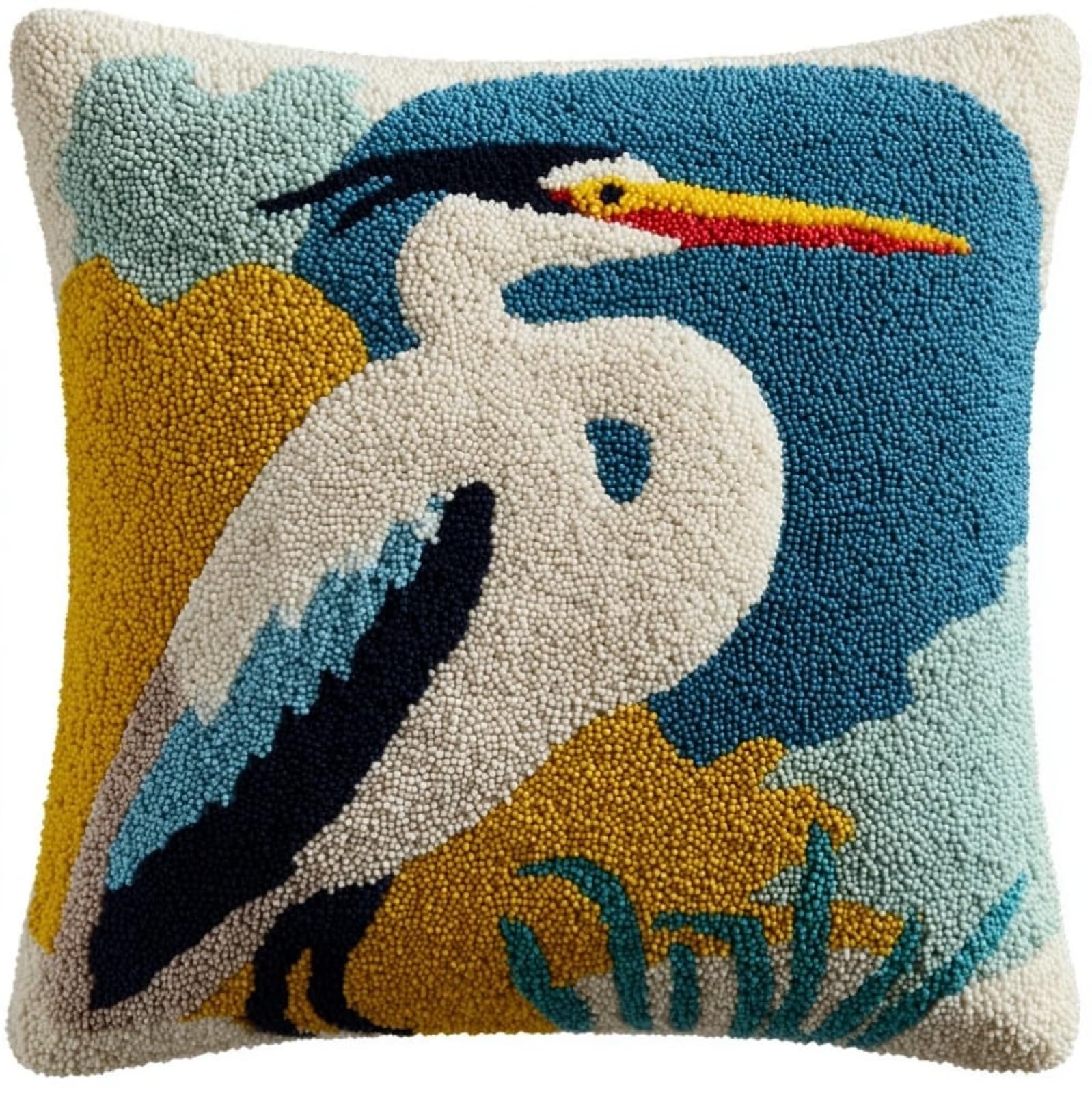 AxiangziK Latch Hook Kits 17x17in,Animal egret Latch Hook Craft Decorative Tapestry DIY Needlework Rug Kits for Beginners Children Adults and Seniors