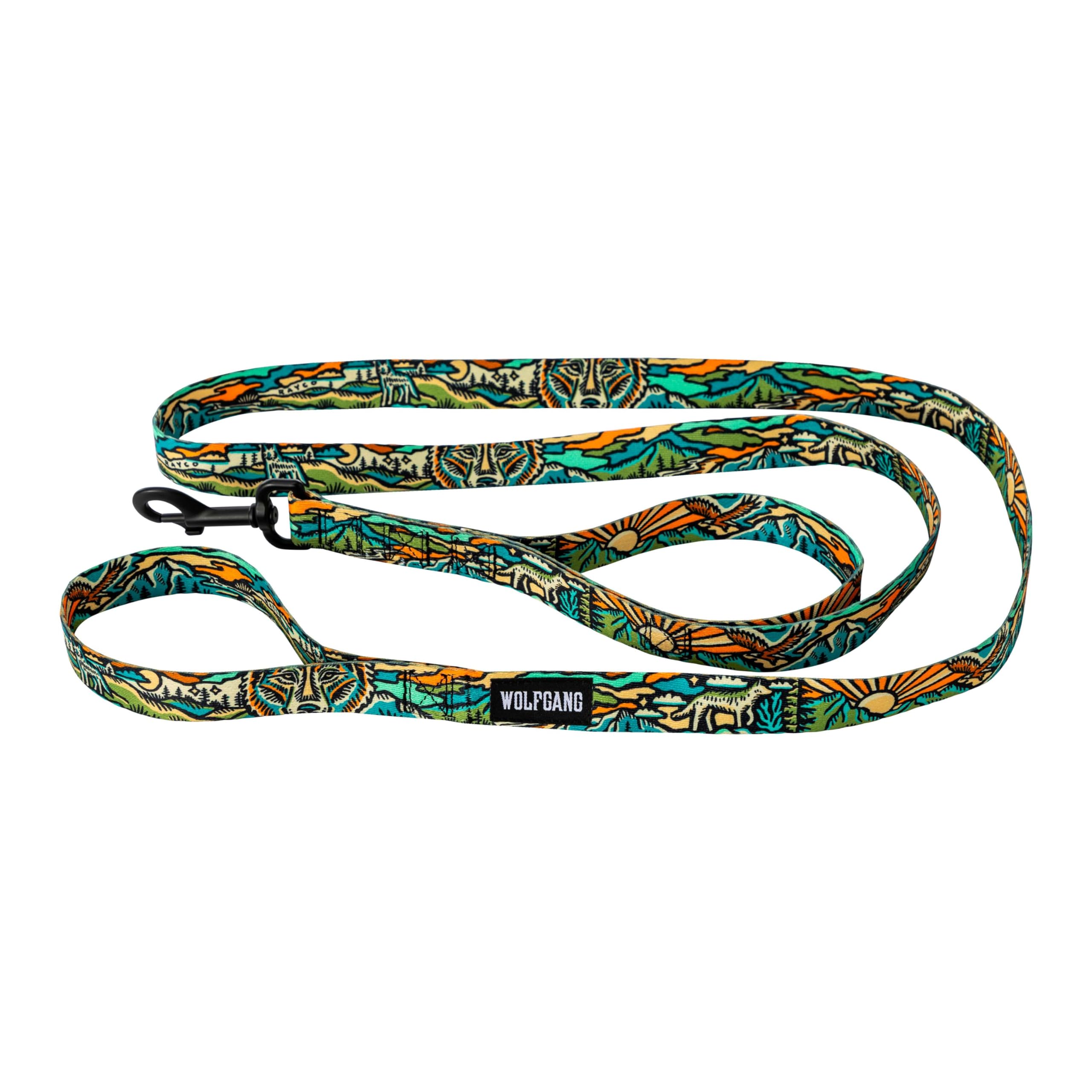 Wolfgang Heavy Duty Dog Leash, Pull-Tested for Walking & Training, WildWolf Print, Dual Handle Large