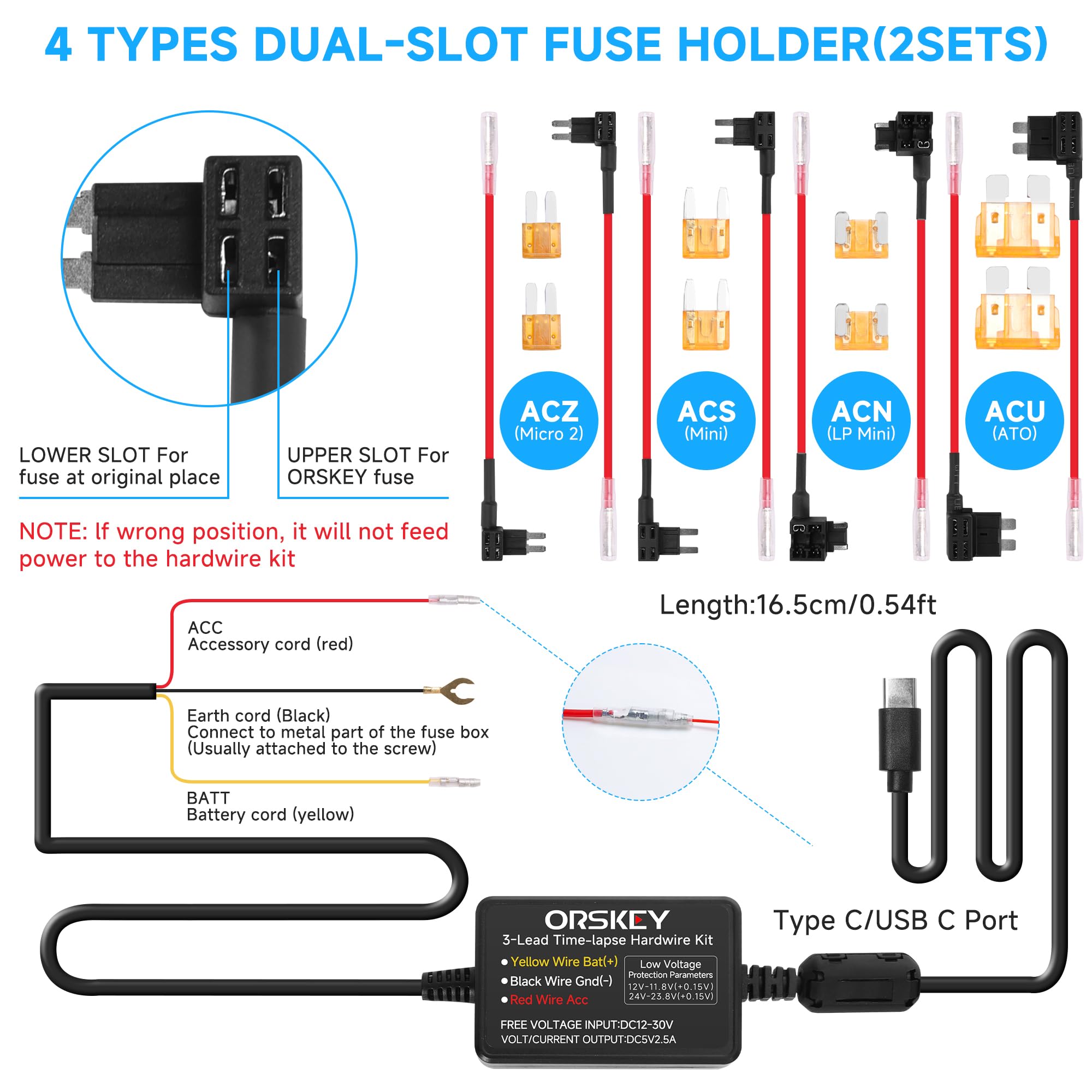 Dash Cam Hardwire Kit 3-lead Acc Mini Usb Hard Wire Kit Fuse | Cuotas sin interés