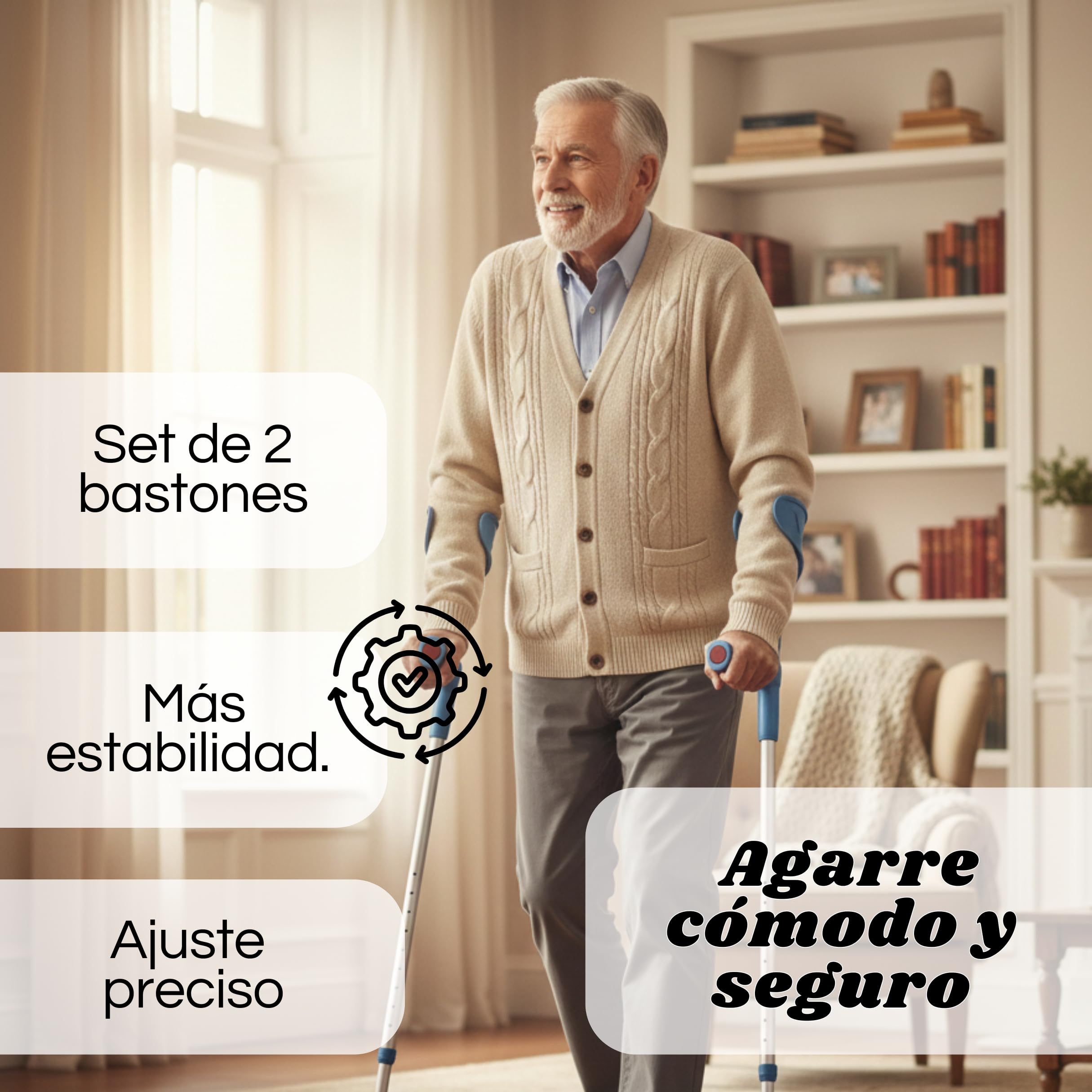 2 Unidades de Muletas Ortopédicas de Aluminio para Adulto | Con Altura Regulable | Ligeras, Resistentes y Seguras | Ajustables de 93 a 113 cm | Color Azul Claro | Sistema Antideslizante