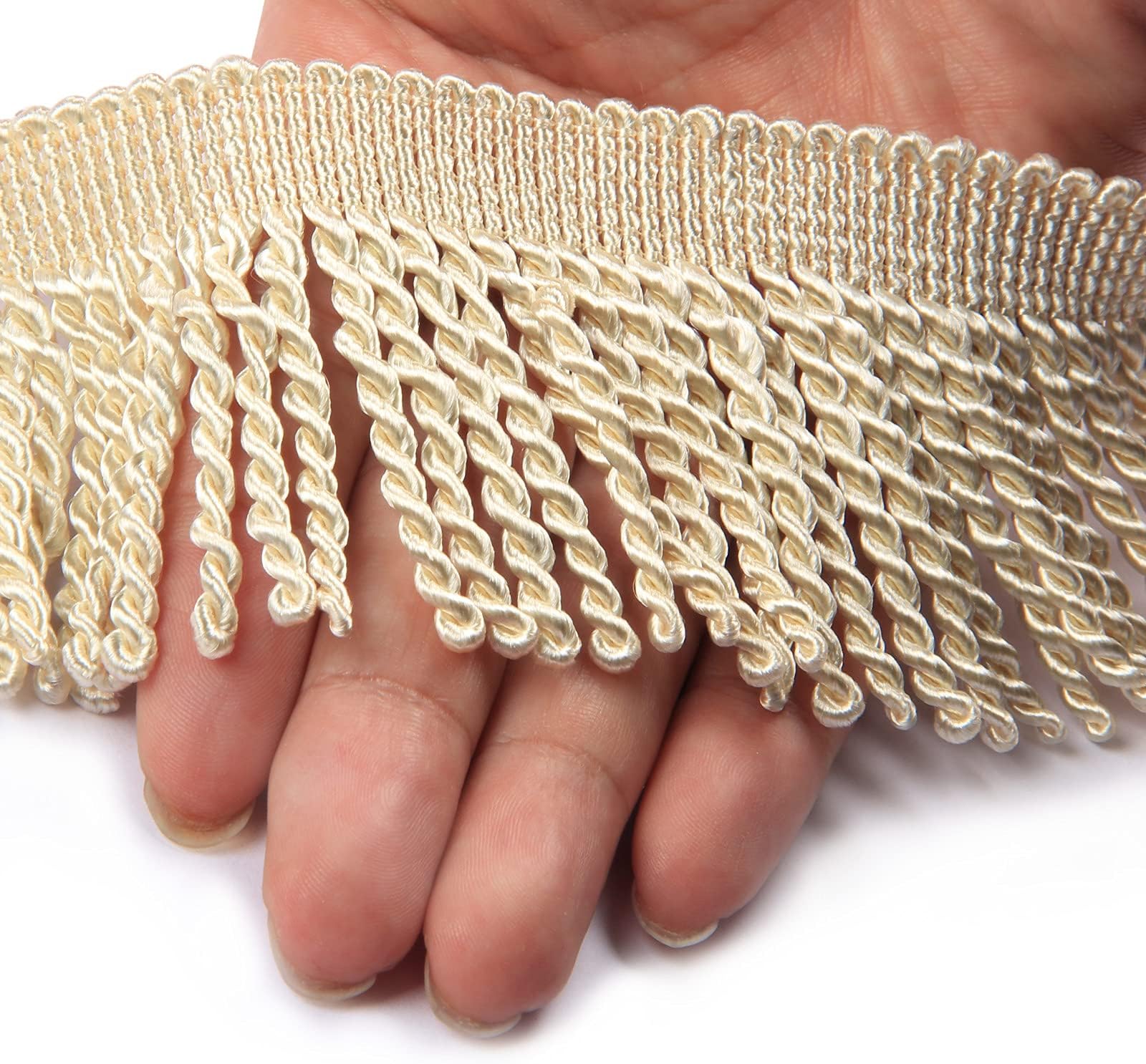 Curtain Fringes Bullion Fringe Trim 5/10 Yard x 2.5 Inches Fabric Trims Sewing DIY Decoration for Curtain Sofa Clothes (Beige, 10yard)