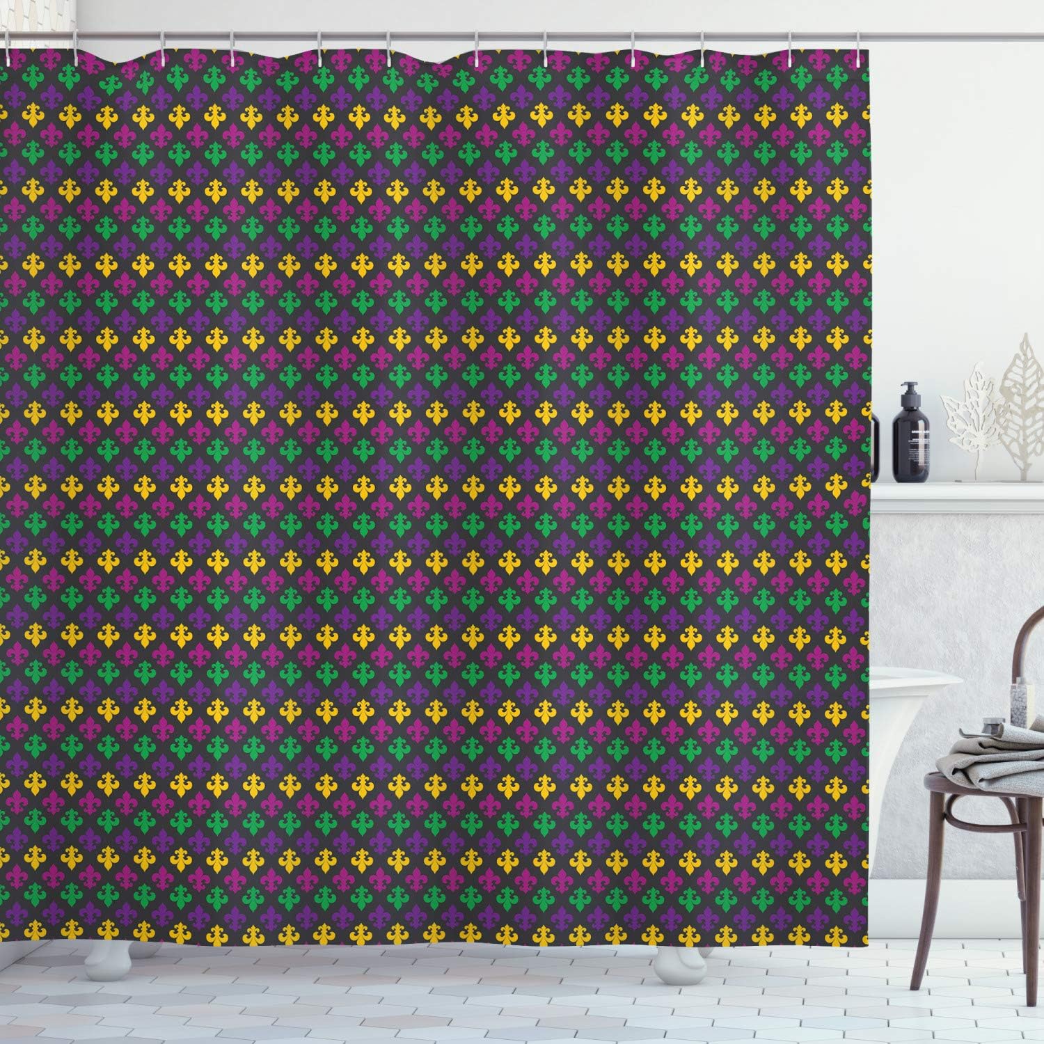 Ambesonne Fleur de Lis Shower Curtain, Mardi Gras