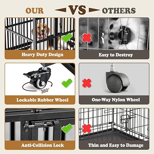 Miniatura 3 de Jaula para perros con bandeja extraíble, 374246 pulgadas, jaula de acero indestructible y a prueba de escapes para perros de alta ansiedad, jaula