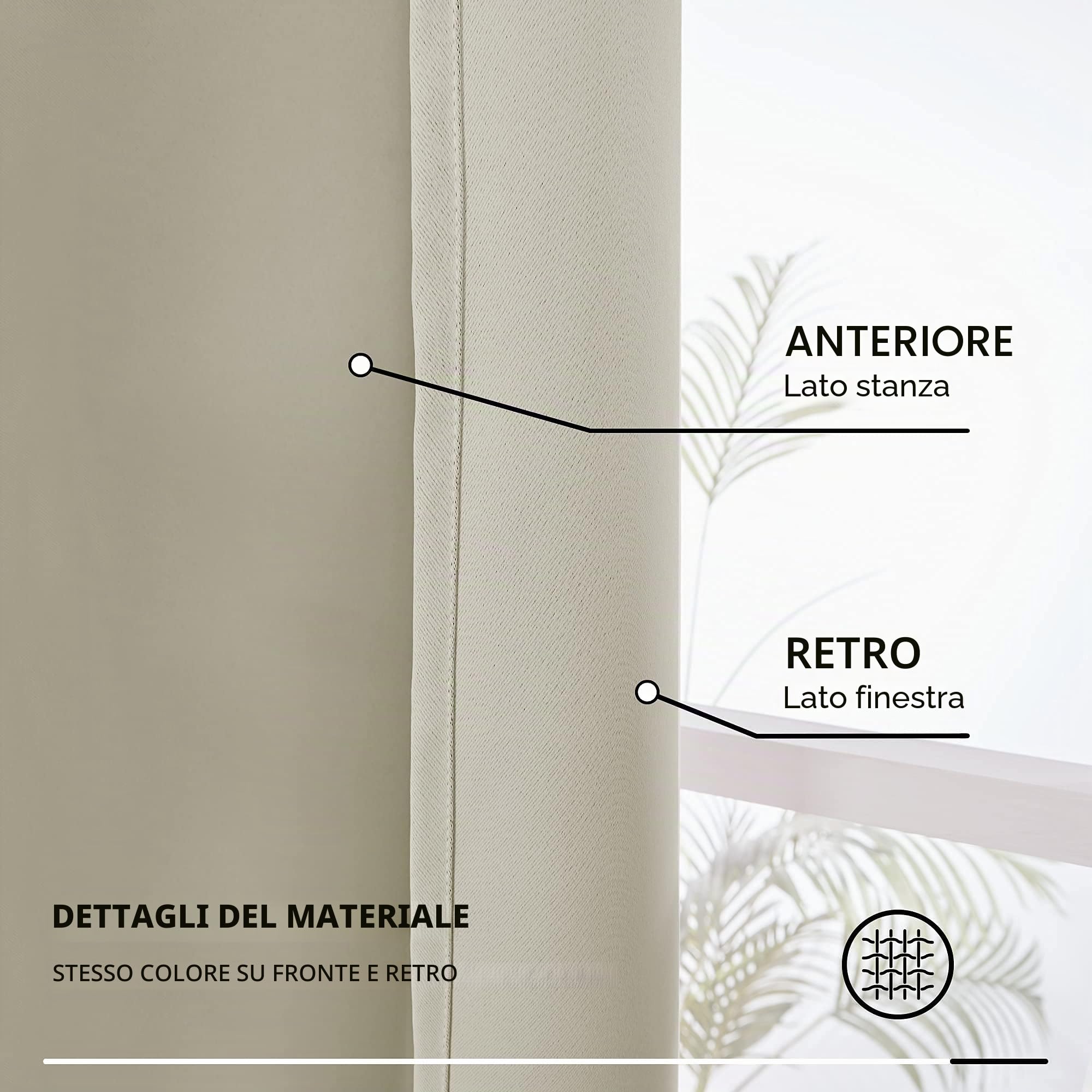 Deconovo Tende Oscuranti Termiche Isolanti 3 Modi di Montaggio 2 Pannelli 140x260 cm Beige Chiaro OEKO-TEX