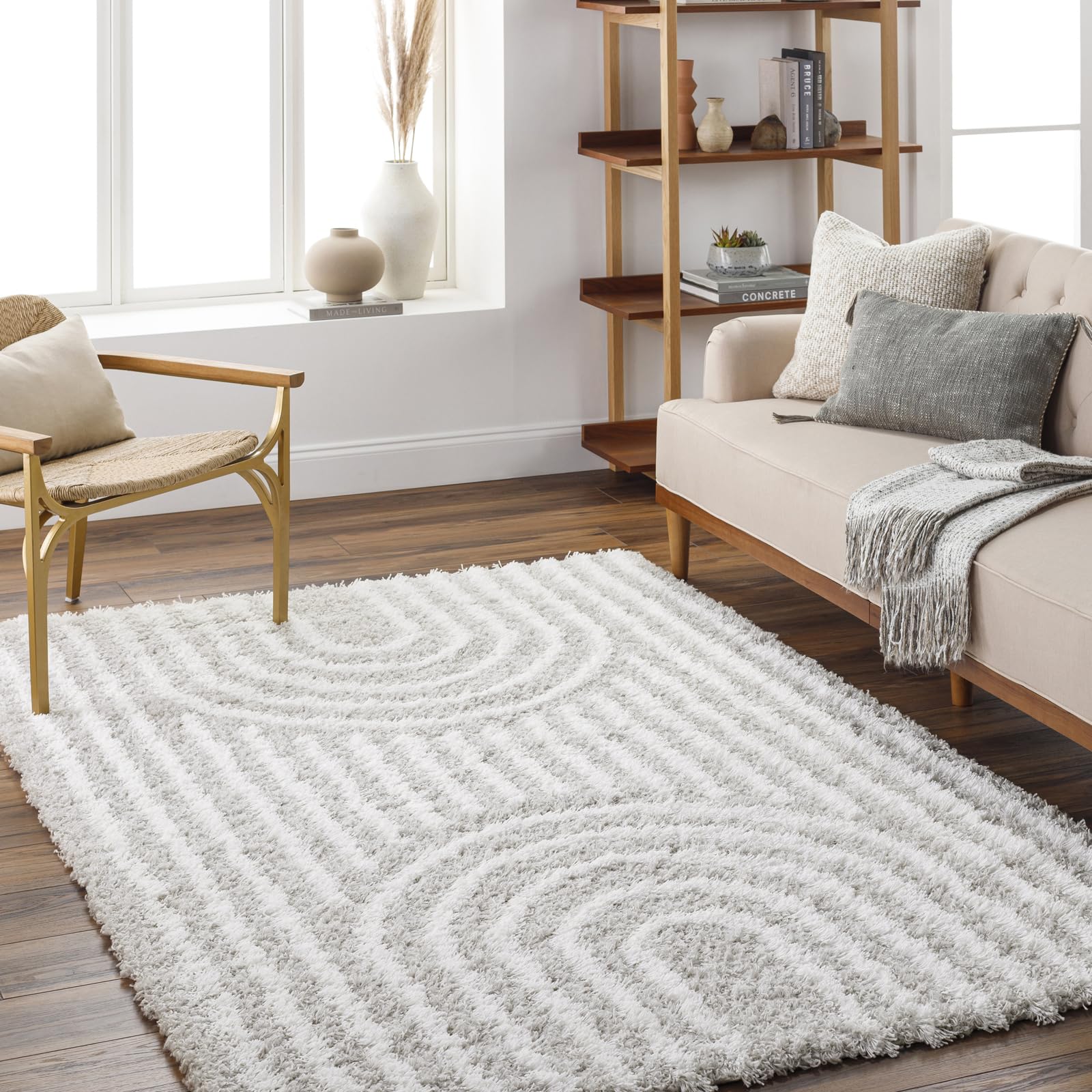Rackhams Grey/White Urban Shag-Modern Soft Plush Pile Rug - 200 X 290 Cm