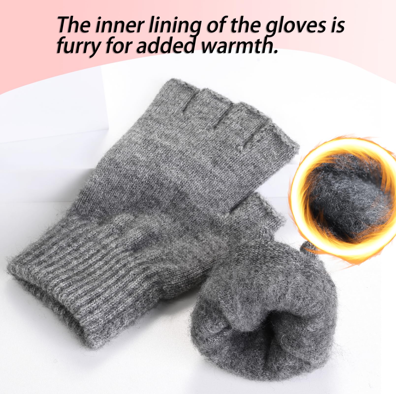 BEIRCOIN Inverno Guanti Mezze Dita Lavorati a Maglia Guanti Senza Dita Caldi Elastici per Uomo e Donna Guanti in maglia da ufficio