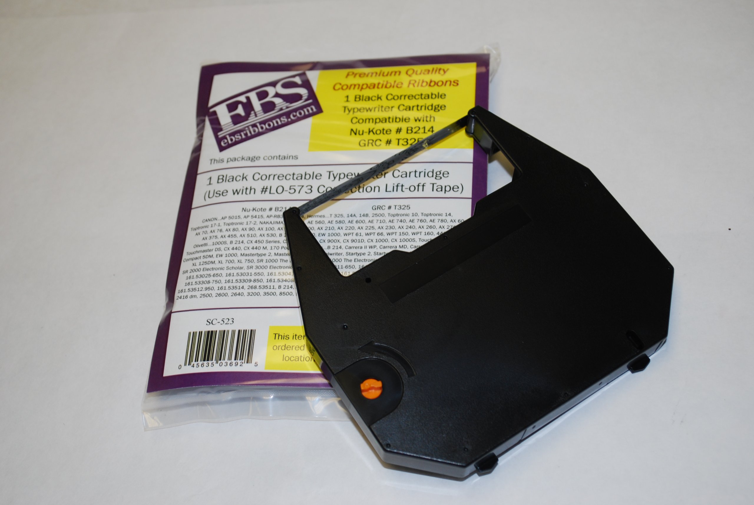 Black Correctable Swintec Typewriter Ribbon Cartridge Compatible with Nu Kote #B214 GRC #T325