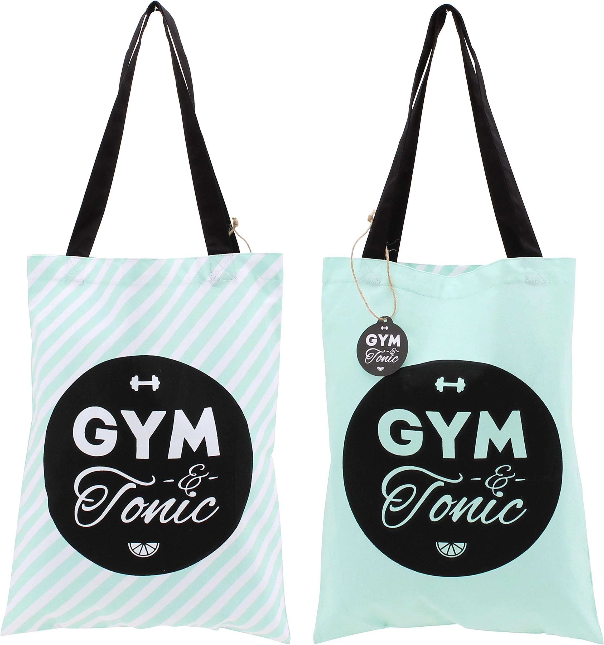 GYM & TONIC Double Sided Tote Gym Beach Bag Slogan Shopper Shopping and Fitness