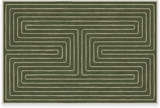 RUGGABLE x Jonathan Adler Machine Washable Modern Area Rug – Labyrinth Fern Green 2x3, Stain-Resistant, Non-Slip – Small Rugs for Living Room, Bedroom, Hallway, Entryway & Bathroom–with Standard Pad