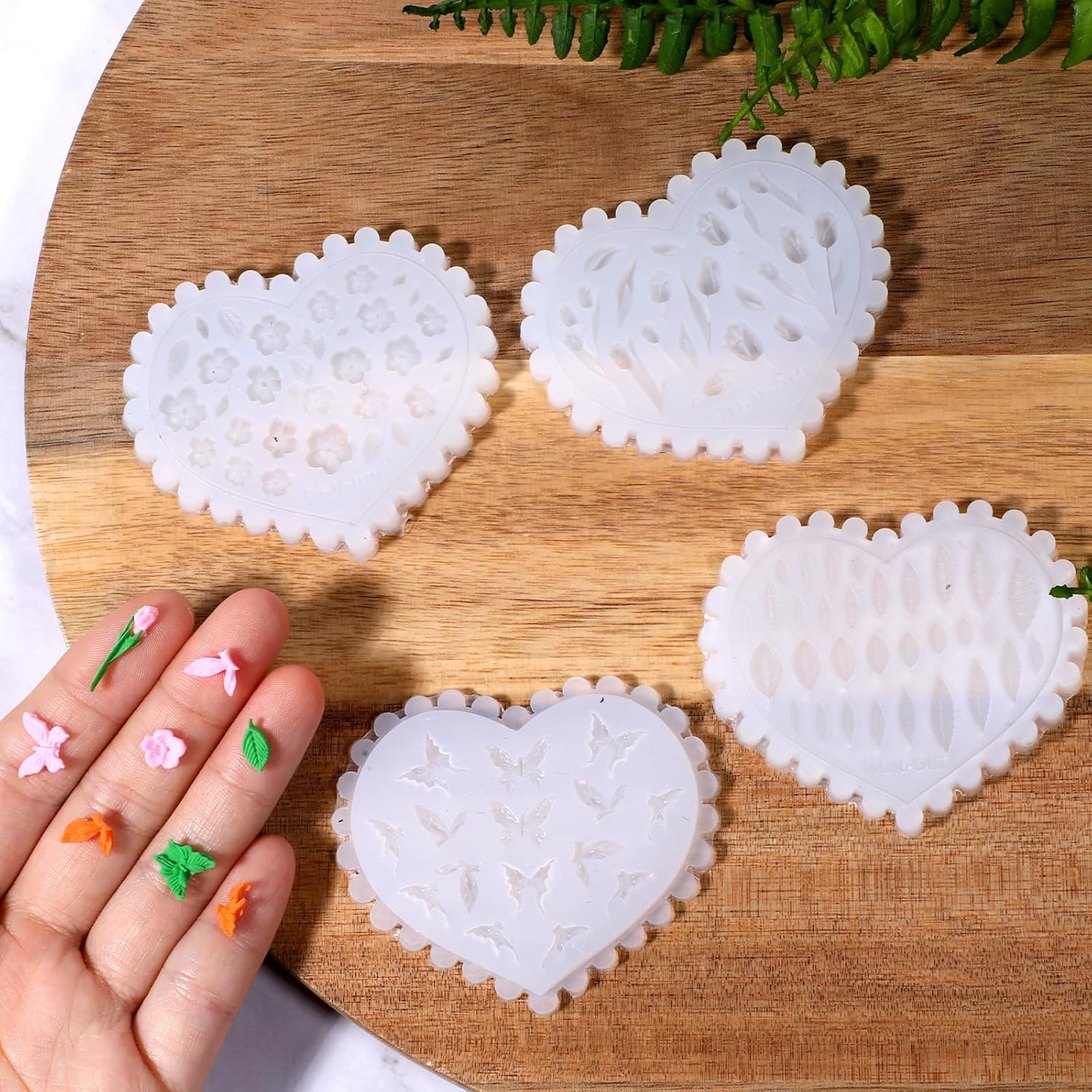 4 Pcs Polymer Clay Cutters, Flower Polymer Clay Mini Molds, Mini Silicone Mold, Butterfly Earring Molds,Small Flower and Leaf 3D Siliconemold for Jewelry Earring Making Craft DIY Decoration