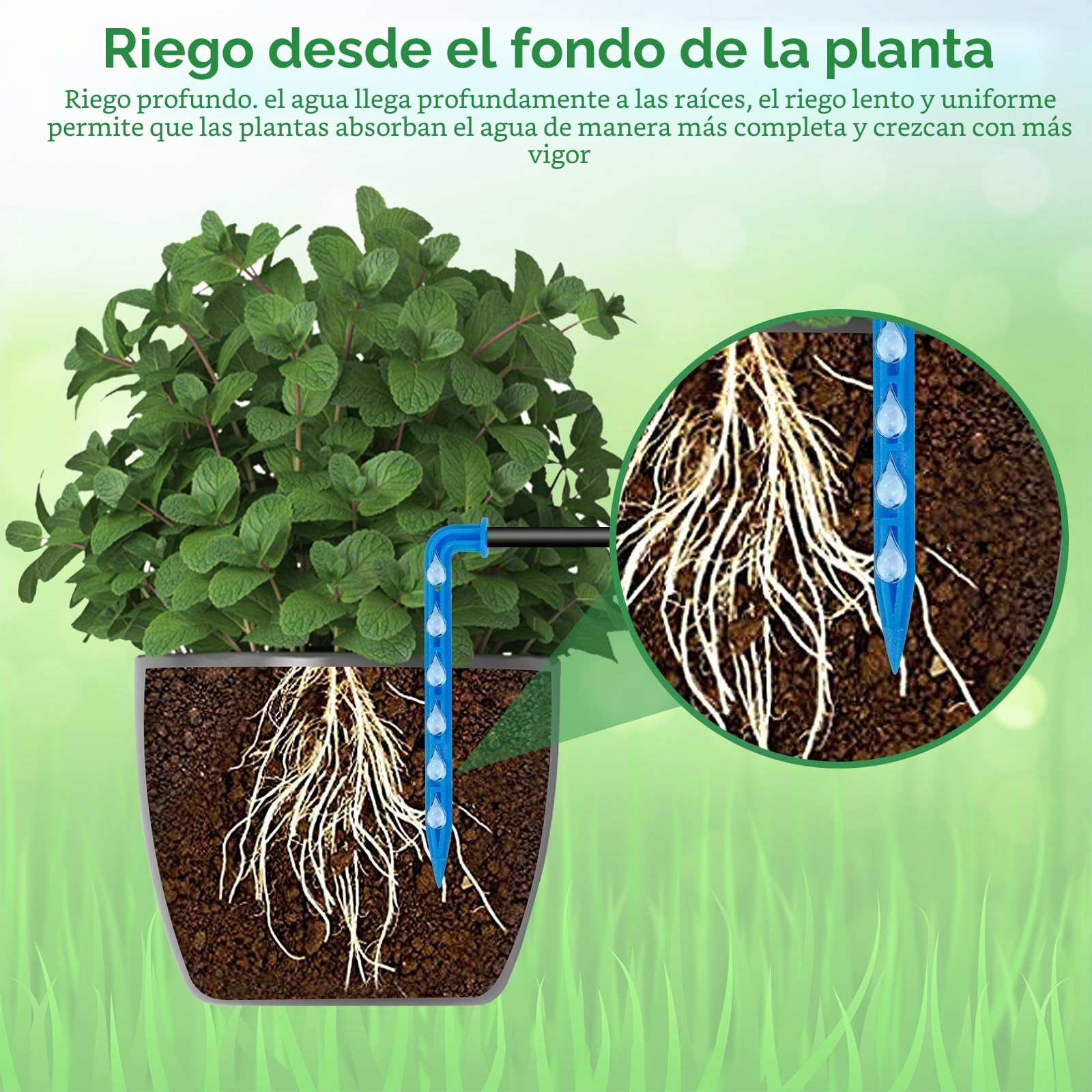 Kit Riego por Goteo Automatico Riego Solar, Sistema de Riego Automático con Temporizador e Tubo Lungo 15M,Riego Automatico Sistema de Riego por Goteo por Goteo Automático Energía Solar