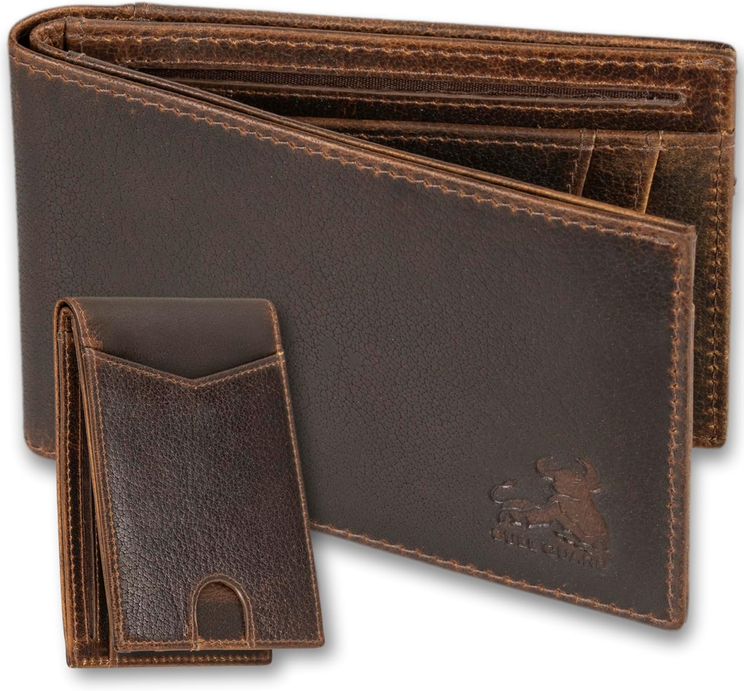 BULL GUARD Bifold Leather Wallet Slim Men's RFID Blocking Technology Premium Durable Leather & Tight Stitching, Quick Access Design with Security and Style Ideal for Work, Travel or Adventure