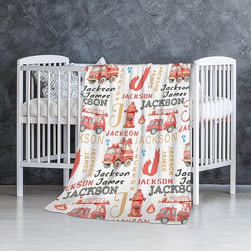 Miniatura 195 de Manta de bebé de bomberos con camión de bomberos, súper suave, manta acogedora para recién nacido, manta de recepción para bebé, manta para cuna, 40