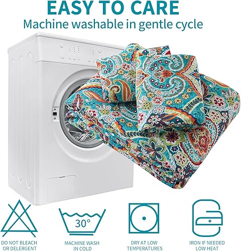 Vista 96 de TWINRUN Colchas de algodón tamaño Queen, colchas ligeras de tamaño Queen para cama, suave, reversible, a cuadros, floral, juego de ropa de cama