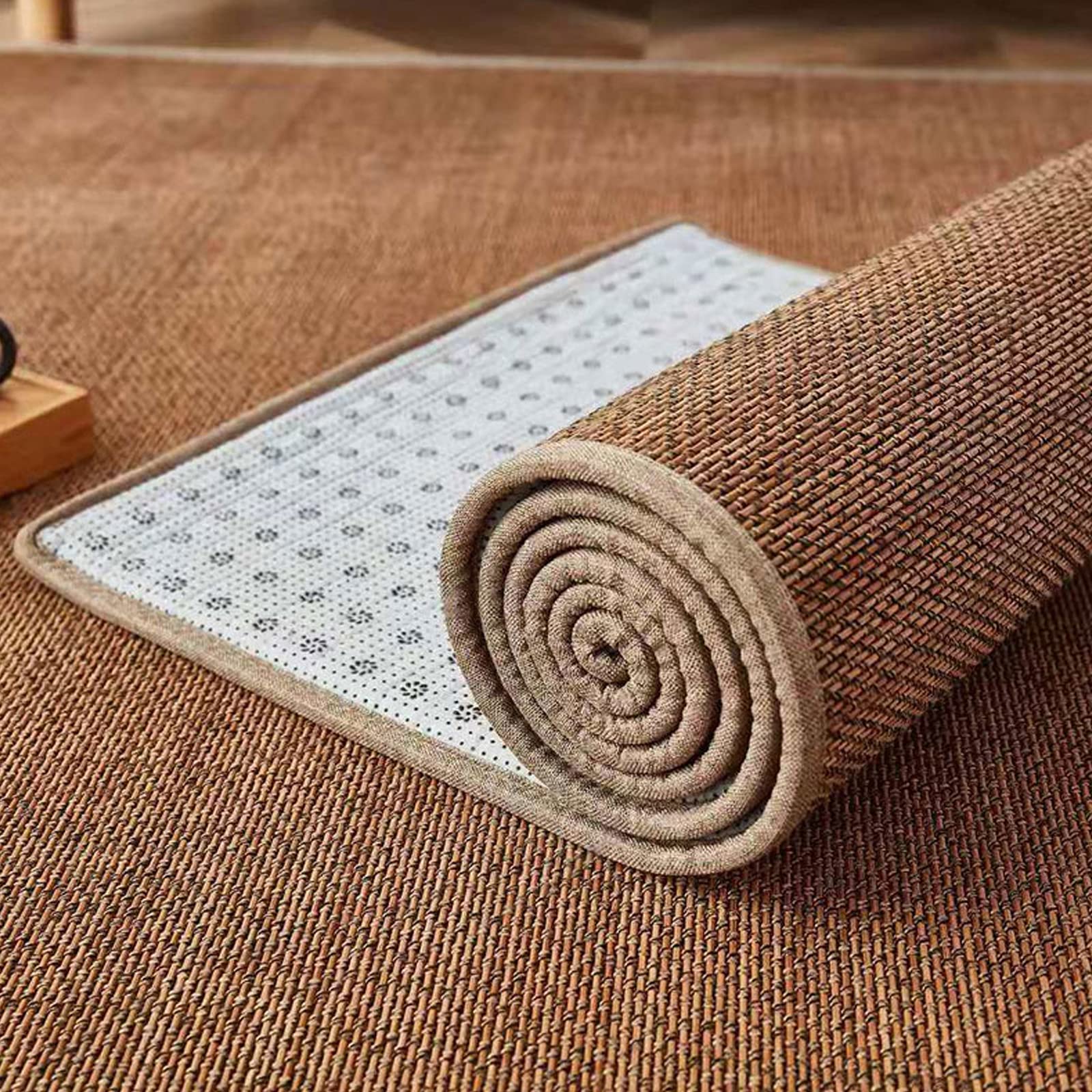 Tappeto traspirante in bambù intrecciato di 2 cm, estivo, liscio, quadrato, per dormire, meditazione giapponese, spazio zen (larghezza 95 x altezza 150 cm)