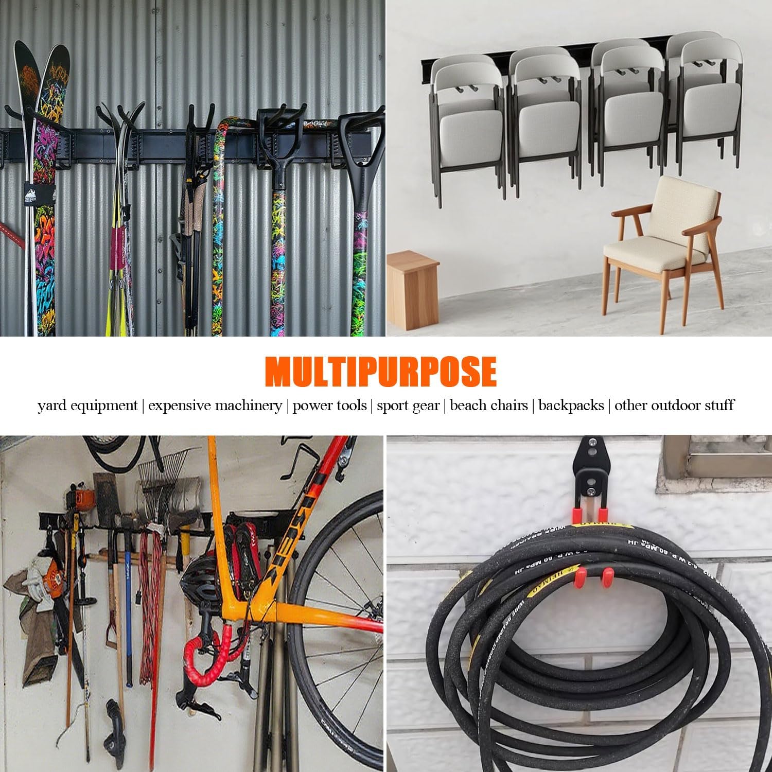 Garage Wall Organizer, 48 Inch Garage Storage Rack Garden Tool Organizer With Large Storage Space, Easy Assembly For Shovels Rakes Brooms & Yard Tools