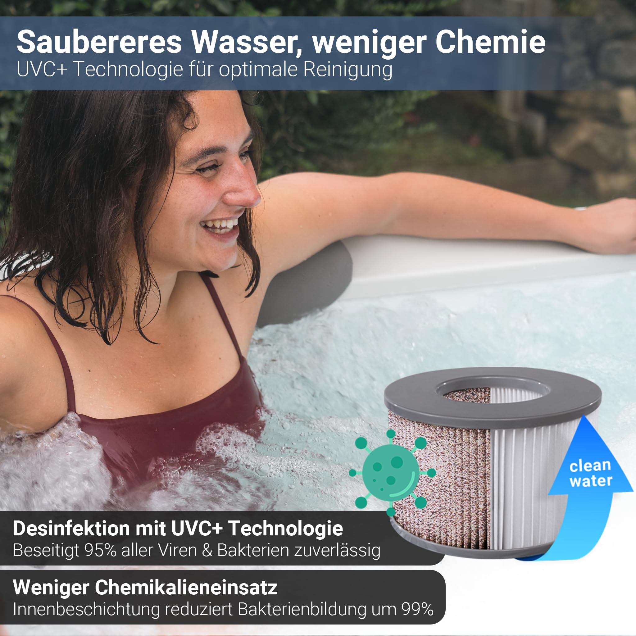 Miweba Whirlpool MSpa Tribeca mit Fester Außenwand | App Steuerung | 6 Personen Spa | 160x160x65cm | 120 Massagedüsen | Ganzjähriger Einsatz Winterfest | In & Outdoor Pool | Gartenpool | Aufstellpool
