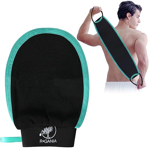 R'GANIA Deep Exfoliating Glove & Back Exfoliator – 100% Viscose. Korean Exfoliating Mitt for Removing Dead Skin, Keratosis Pilaris & Self-Tan – Full Body Exfoliator for Smooth, Glowing Skin