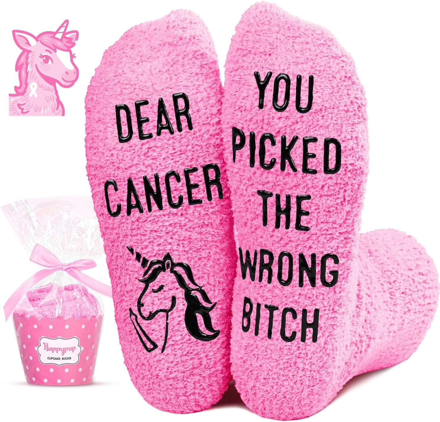 Breast Cancer Gifts - Women Men Patient Socks for Cancer Awareness Chemo Survivor