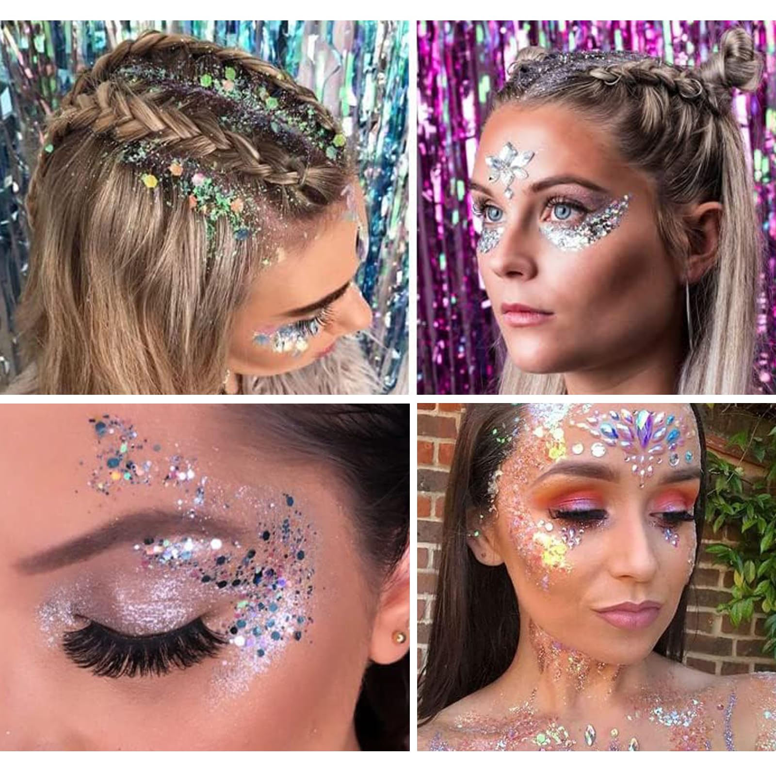 30ml Glitter Corpo, Glitter Gel Corpo,Glitter Body Gel, Glitter Gel Viso per Viso, Unghie, Occhi, Labbra, Capelli, Corpo, per Musica, Festival, Feste in Maschera