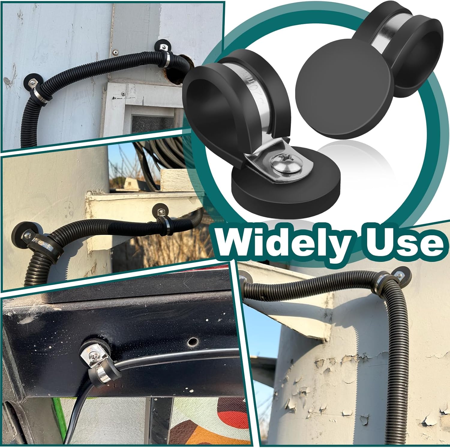 8pack Magnetic Cable Clamps Set, 1/2 Inch, 3/4 Inch, 5/8 Inch, Black