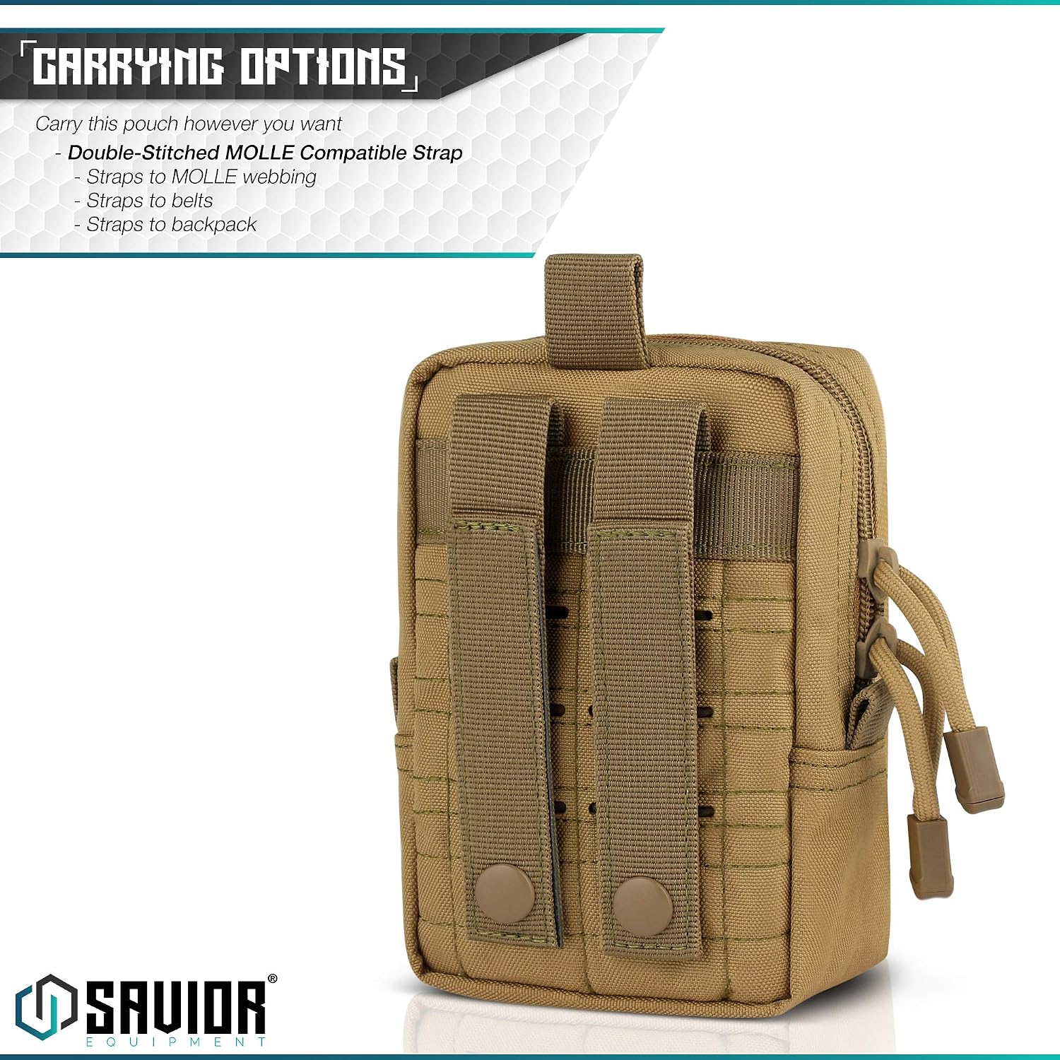 Savior Equipment Tactical MOLLE EDC Pouch Multi-Purpose Lightweight Ultra Compact Utility Waist Bag - Laser-Cut Style Design, 2-Pack