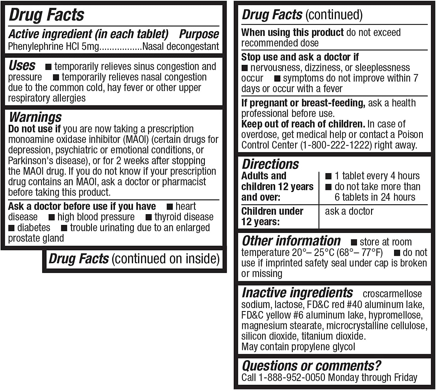 HealthA2Z Decongestant PE | Phenylephrine 5mg (300ct) | Non-Drowsy | Relives Sinus Pressure & Congestion from Illness or Allergies : Health & Household