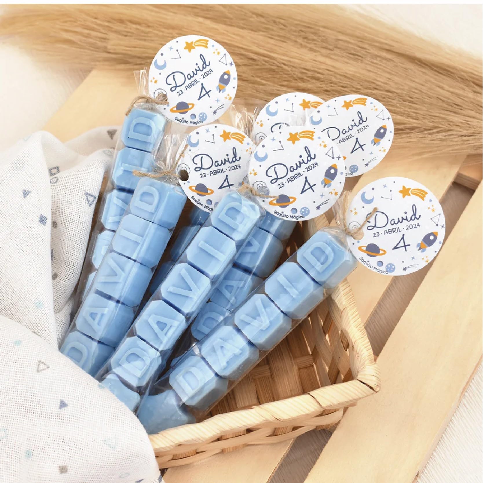 Jabones Personalizados.-Letras de Jabon con tu Nombre.Eventos.-Regalos personalizados (pack 20 ud, azul electrico)