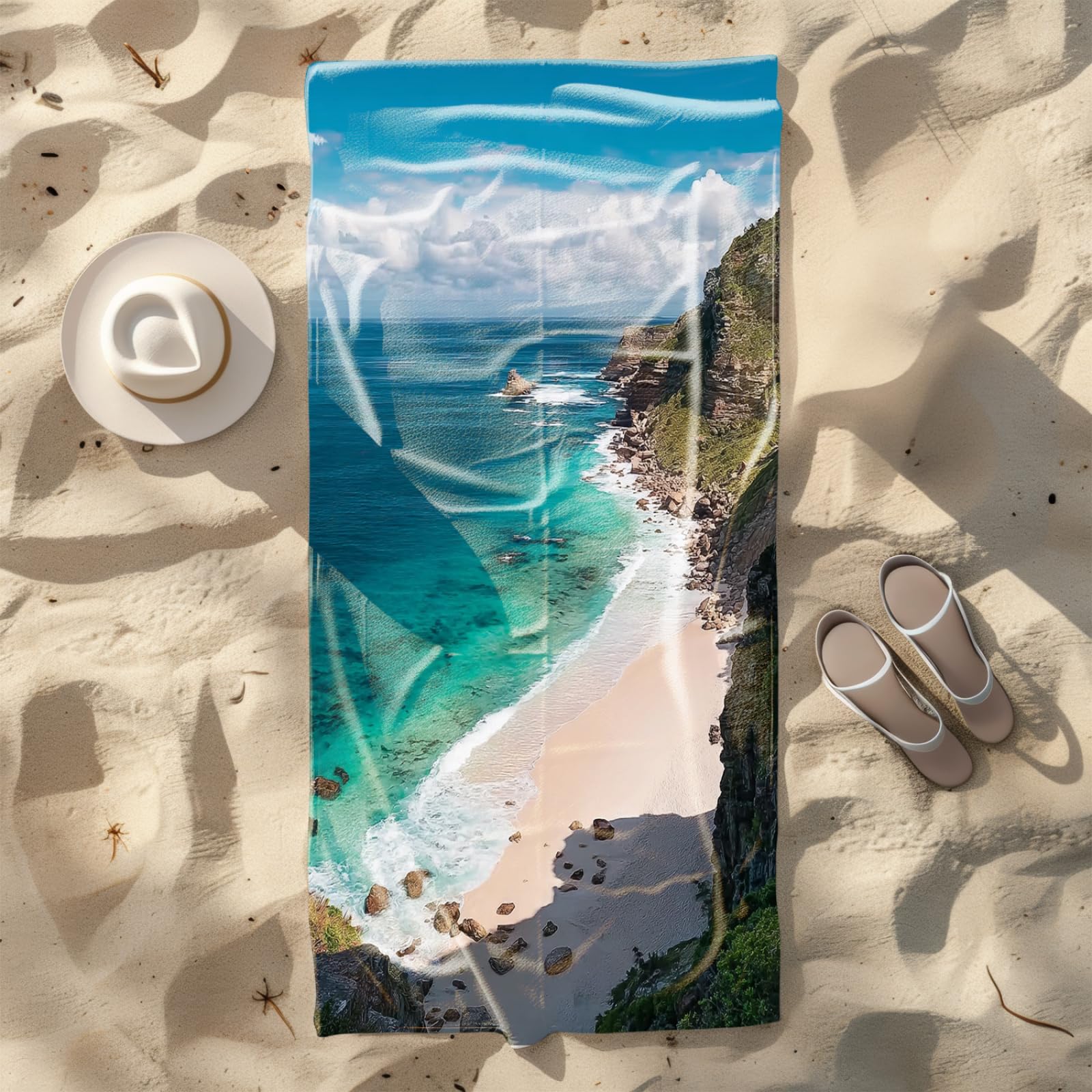 Genérico Toalla Playa Grande Mar Verde Microfibra Secado Rápido Oversize Toalla Sin Arena Súper Ligera Piscina Camping Picnic Yoga Gimnasio Y Deportes Viaje