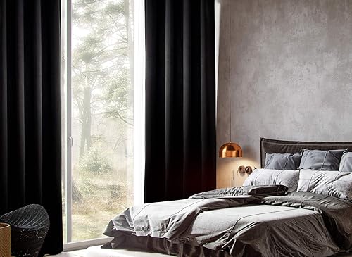 Miniatura 6 de MYSKY HOME - Cortina opaca para dormitorio, con ojales, increíble tejido triple y aislamiento térmico, 1 panel de cortina de 132 x 241 cm, negro