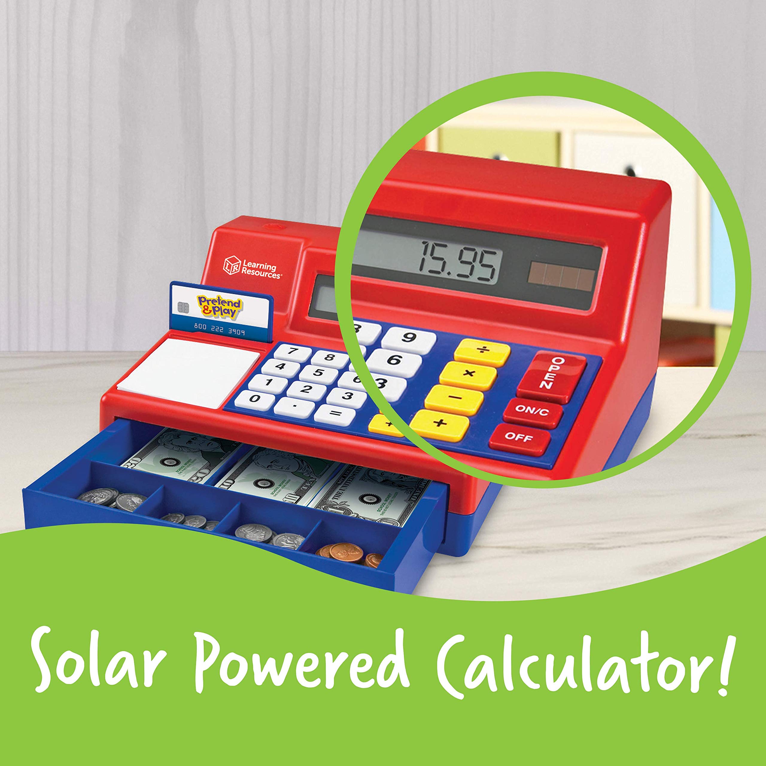 Learning Resources Pretend & Play Calculator Cash Register 73 Pieces