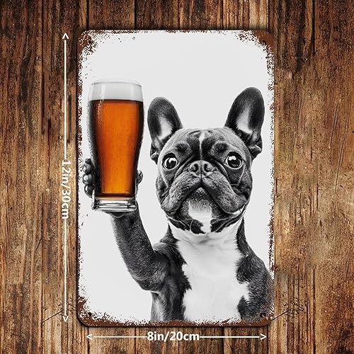 Miniatura 2 de Boston Terrier Dog Drinking Beer, Alcohol Humor, Funny Kitchen Wall Art, Lover Decor Home, Bar Garage, Lovers, Retro Poster Metal Tin Sign Chic Art