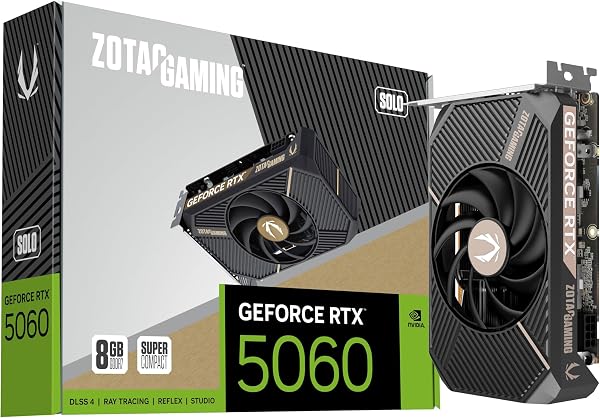 ZOTAC Gaming GeForce RTX 5060 Solo DLSS 4 8GB GDDR7 128-bit 28 Gbps PCIE 5.0 Gaming Graphics Card, SFF-Ready Ultra Compa
