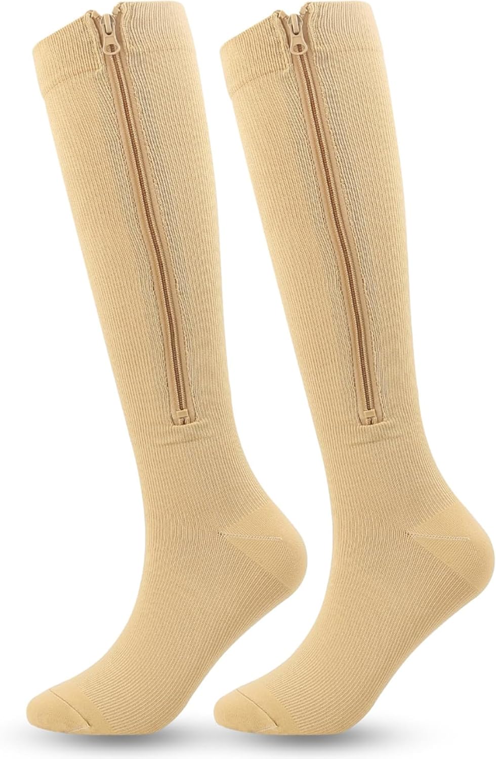 Utaly Zipper-Compression-Socks for Women & Men 15-20mmHg Knee-High Compression-Stockings Support Hose