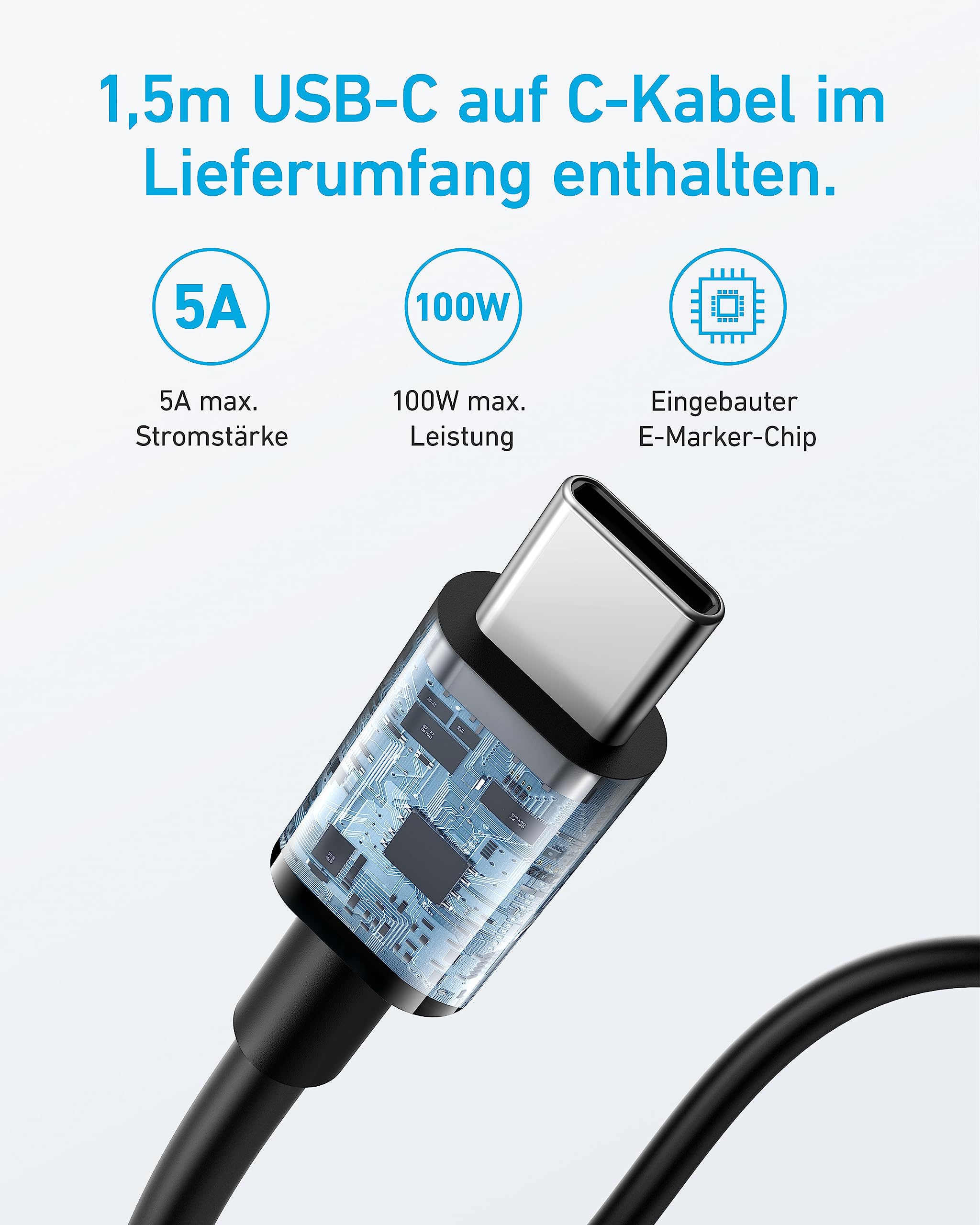 Anker 335 USB C Ladegerät 67W, 3-Port Schnellladegerät mit PIQ 3.0, PD Charger für iPhone 17/16/15, MacBook Pro, iPad, Galaxy, Pixel