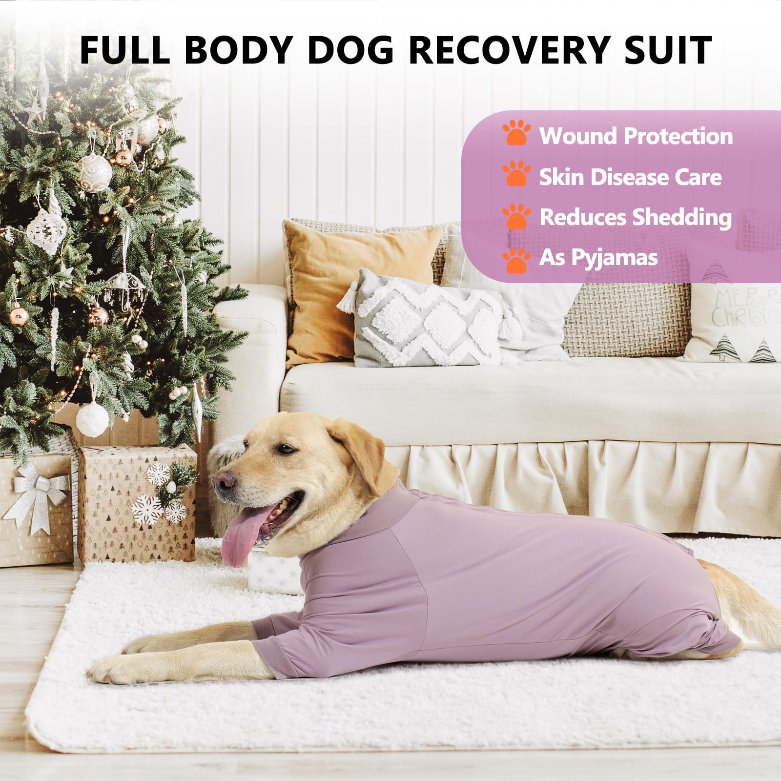 LIANZIMAU Body Perro Post Cirugía Hembra Manga Larga - Body Quirurgico Perro Anti-Lameduras Trajes recuperación quirúrgica caninos para Perros Medianos y Grandes, Alternativa al Collar Isabelino