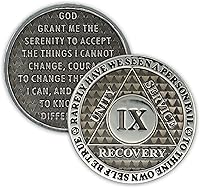 Vista 7 de Moneda de sobriedad de 9 años Chip AA Legacy Ficha de aniversario de recuperación de triplaca gruesa (aguamarina)