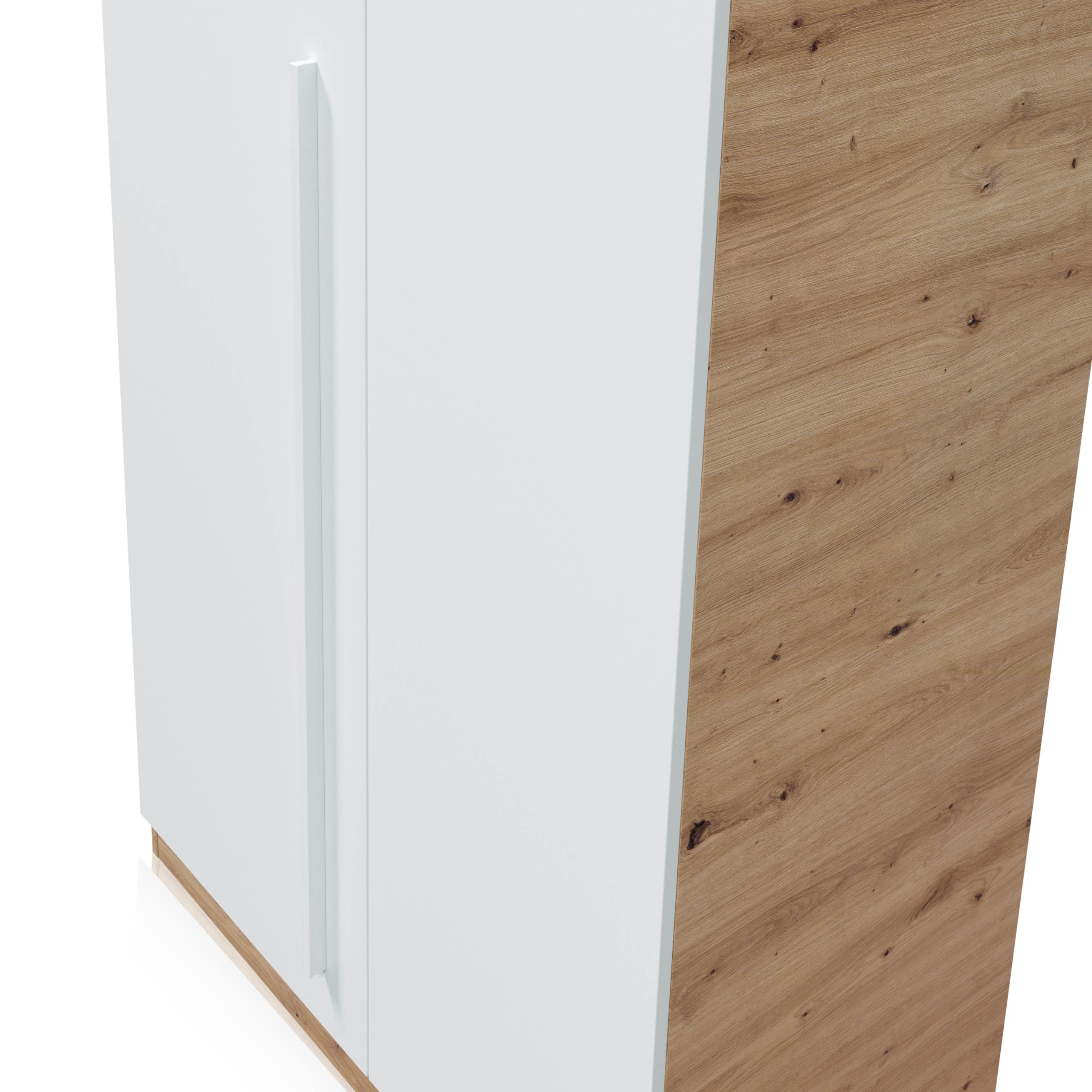 duehome | Armario Juvenil, Infantil, Armario Individual, Modelo Dess, Acabado en Color Blanco Artik y Roble Nodi, Medidas: 90 cm (Ancho) x 200 cm (Alto) x 52 cm (Fondo)