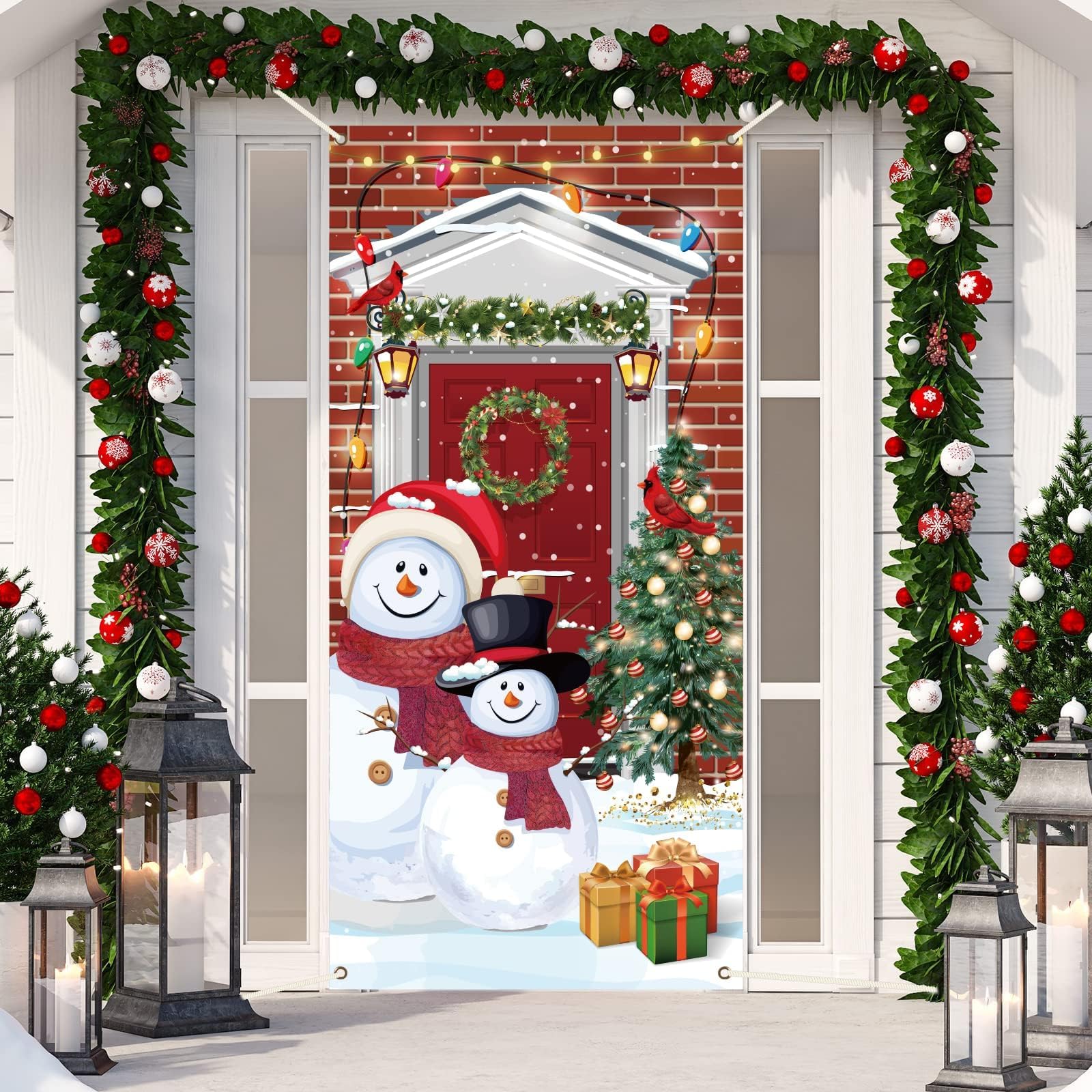 Adornos Navideños Para Puerta Con Forma De Muñeco De Nieve
