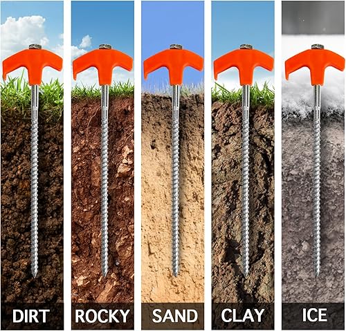 Miniatura 4 de Paquete de 30 estacas de tienda de campaña resistentes  Estacas de tienda de campaña de 8 pulgadas con rosca  Anclajes de tierra atornillados