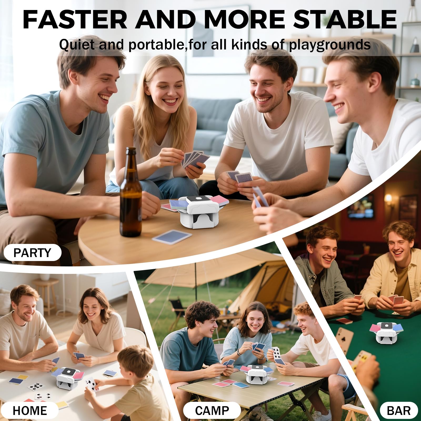 Feebee Mélangeur de Carte électronique - Automatique Mélangeur de Cartes à Jouer, USB Melangeur de Carte avec Rechargeable Batterie 2600 mAh, Maison Card Shuffler pour 1 à 2 Jeux de Poker Skyjo,UNO