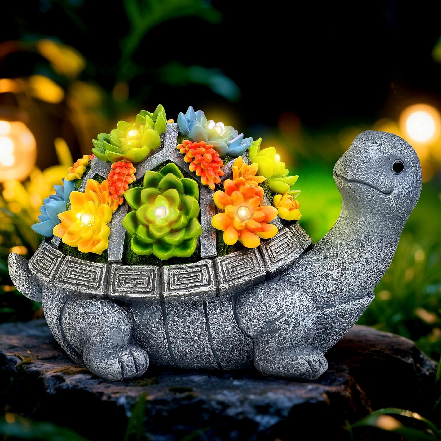 2-Pack Solar Turtle Garden Statue Set – Outdoor Figurine Decorations