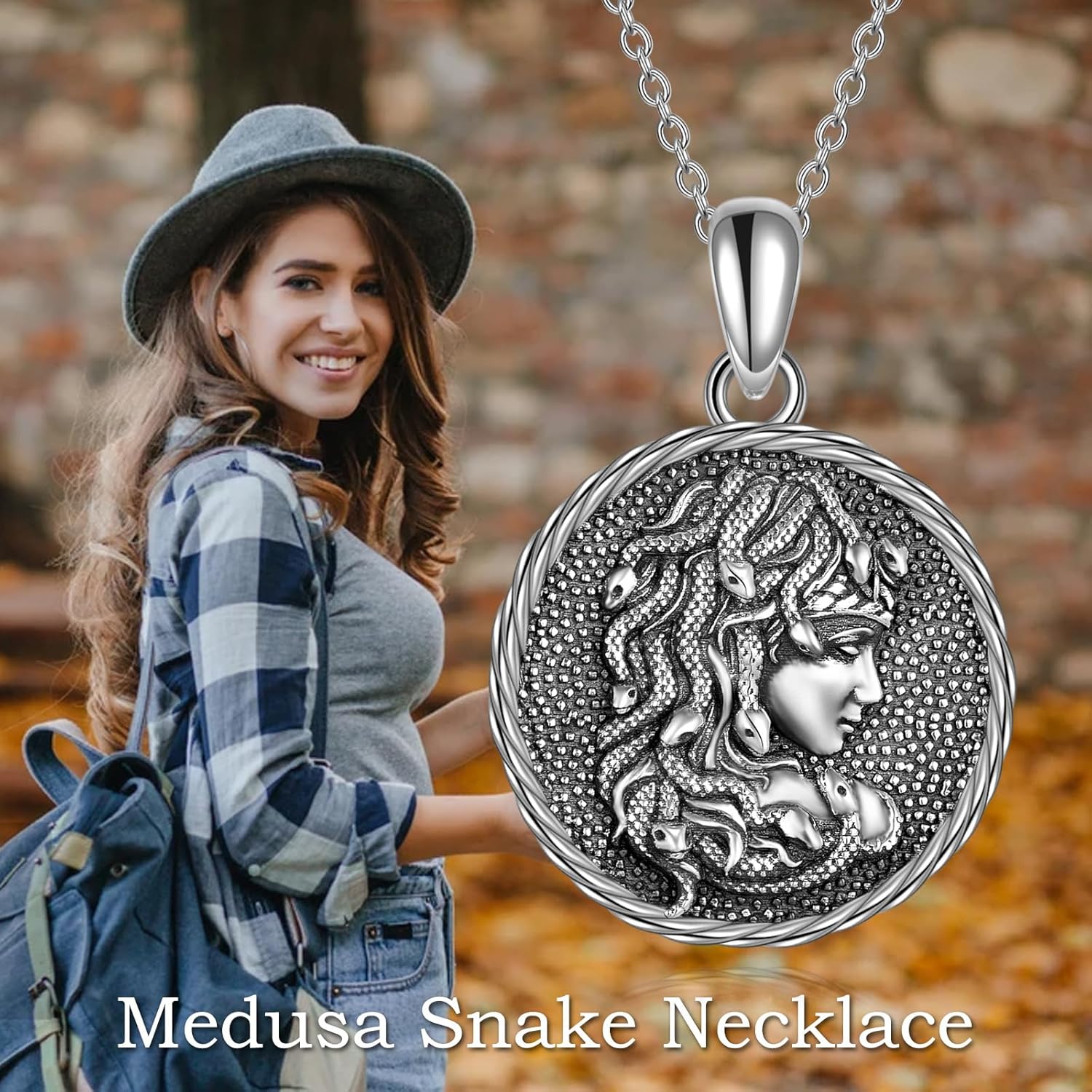 WINNICACA S925 Sterling Silver Medusa Snake/St Christopher Necklace Protection Amulet Pendant Catholic Medallions Jewelry Gift for Men Women - Image 6